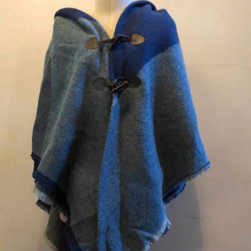 ModCloth Blue Poncho Cape with Toggle Closure - One Size